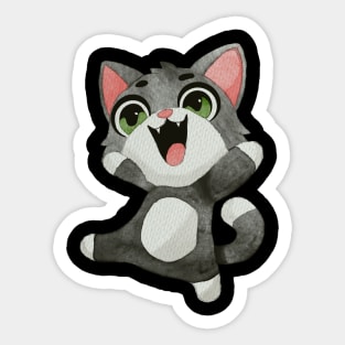 Very happy black and white kitty Sticker